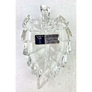 Yugoslavian Crystal Clear industries 24% Lead Crystal Leaf Shaped Trinket Dish